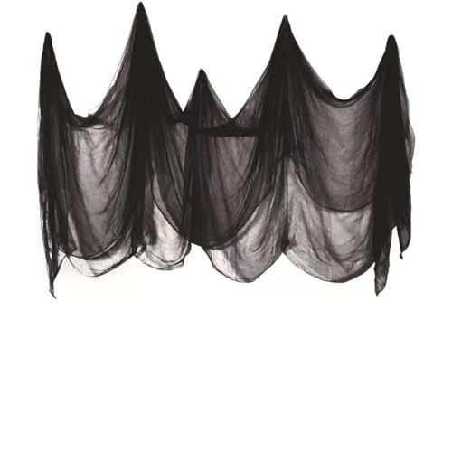 DITK-U Toile d'araignée effrayante noire en gaze de coton effrayante pour les jours de fête, décorations de maison hantée, cour, mur de maison, 2 x 6 m