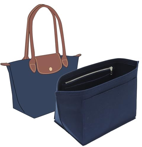 KESOIL Fit Longchamp Organizer Insert, for Long Champ Le Pliage L Bag Handbag Women, with Cup Holder, Large/Dark Blue