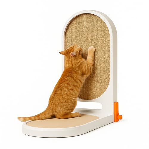 Rascador extragrande de 45 pulgadas en forma de L con juguete de bola, almohadilla para rascar gatos de interior, tabla de rascar de cartón duradero y protector de muebles de sofá, poste rascador