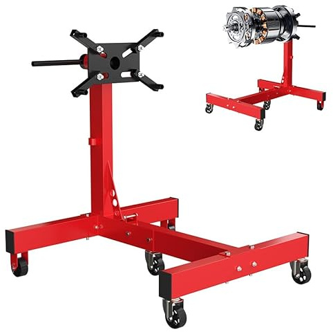 AufuN Soporte para motor de 680 kg, soporte para motor y soporte de engranajes giratorio 360°, elevador de motor de acero macizo, 4 ruedas con rodamiento de bolas, soporte estable para motor para