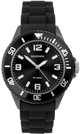 Sekonda Boys 35mm Outback Classic Analogue Display Watch Waterproof 50m Rotating Bezel Silicone Strap