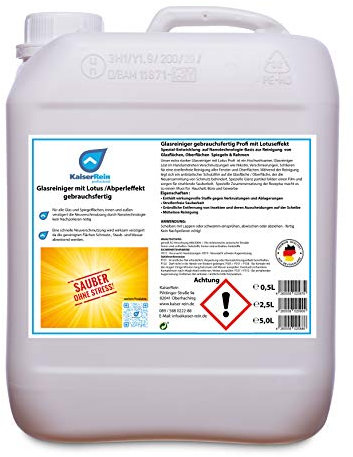 KaiserRein Profi Glasreiniger mit Lotuseffekt Spray 2,5 L Kanister gebrauchsfertig zum nachfüllen Nachfüll-pack Nachfüller für Sprühflaschen