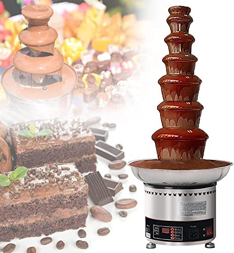 GBHJJ Grande Fontaine de Chocolat en Acier Inoxydable, Fontaine à Chocolat 4/5/6/7 Couches,Fontaine à Chocolat éLectrique 300W, pour Les FêTes, pour fête, Mariage et Anniversaire,7Tier