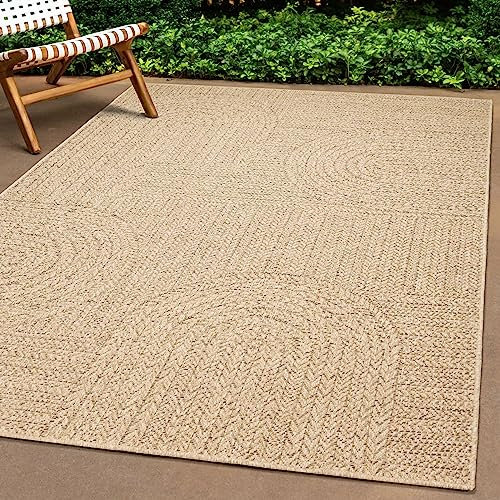 Teppich-Traum In- & Outdoor Teppich groß 240x340 cm Sisal-Optik natürlich beige braun Garten Terrasse Balkon