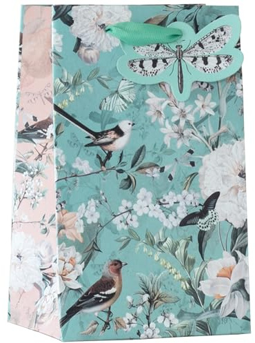 Design By Violet Apple Blossom Beautiful Floral Wildlife Paper Gift Bag With Butterfly Gift Tag Spring Birthday Mother's Day Easter Valentines Small
