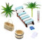 KUIRUNRX® Miniatur Deko Sauna Zubehör Set, 8 Teile Mini Saunazubehör, Strand Mikrolandschaft, Strandkorb Deko, DIY Deko Mini Gartenmöbel, Für die Dekoration von Saunen