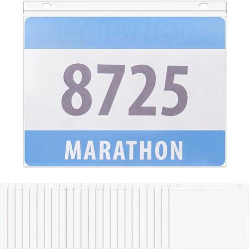 Goutoports Race Bib Display Holder Vinyl Protector Sheets Running Number Bib Display Clear Protective Sleeves for Marathon Runner Player Athletes