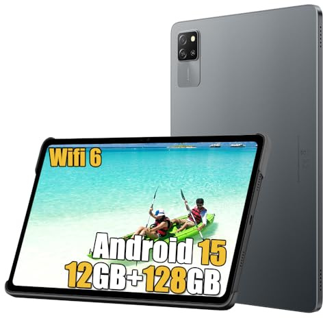 Blackview Tab60 WiFi Tablet Android 15, 12GB RAM + 128GB ROM + 1TB TF, Octa core, WiFi 6 Tablet PC 10.1 Zoll HD+ Display, 5100mAh, 8MP+5MP, Widevine L1/3,5mm Klinke/OTG/FM, Schwarz