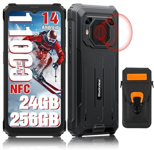 Blackview BV6200 PIus Rugged Smartphone (11000mAh), 24GB+256GB/2TB, 18W Fast Charge, 6.56 90Hz, AI Camera, 98dB Altavoz, 3 Card Slots/Dual 4G /NFC/OTG/Fingerprint/Android 14 Rugged Phone(Gemini AI)