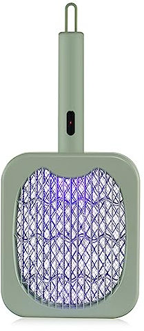 Eighosee Matamoscas EléCtrico 2 en 1, Raqueta EléCtrica para Matar Insectos, Matamosquitos PortáTil de Alto Voltaje, Verde PortáTil