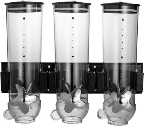 ZHZXBDGQ Dispenser/Wall Bracket Cereal Dispenser/Cornflake Dispenser/Double and Triple Dispenser for Muesli, Cornflakes and Cereals Dry Food- Black