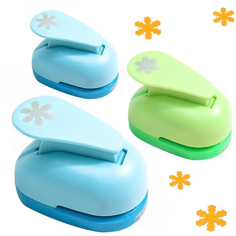 Tilizan Set of 3 motif hole punches, paper punches, children's motif punches, 10/15/25 mm for DIY gift cards, crafts, scrapbooking, photos, greeting cards (snowflake)