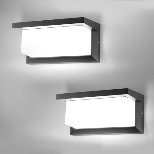 CHENBEN Aplique Pared Exterior,6500K 18W Luz Exterior,IP65 Impermeable Lampara Exterior,Aluminio luz led exterior para decoracion jardin,terraza,porche,patio, garaje,2 Piezas