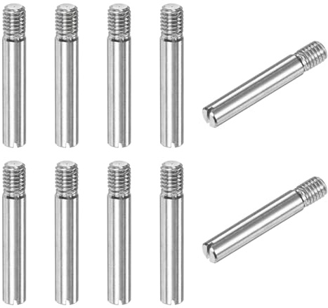 M METERXITY 10-Pack M5 x 30mm Slotted Cylindrical Pin Dowel, 304 Stainless Steel External Thread Locating Dowel Parallel Pins for Metal Devices/Wooden Projects [Silver Tone]