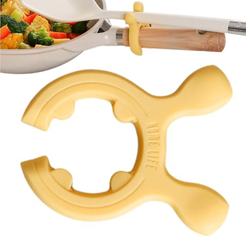 Qumiuu Vassoio per utensili da cucina in silicone – Divertente ripiano per utensili da cucina per cucchiai e accessori, protezione dal calore regolabile in silicone, pratico accessorio da cucina e