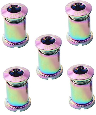 BESTonZON Fahrrad Kettenblattschrauben Eisen 5 Stück Bunt Lackiert Mountainbike Klappschrauben Langlebig rutschfest Fahrradersatzteile Für Rennrad Und Klapprad