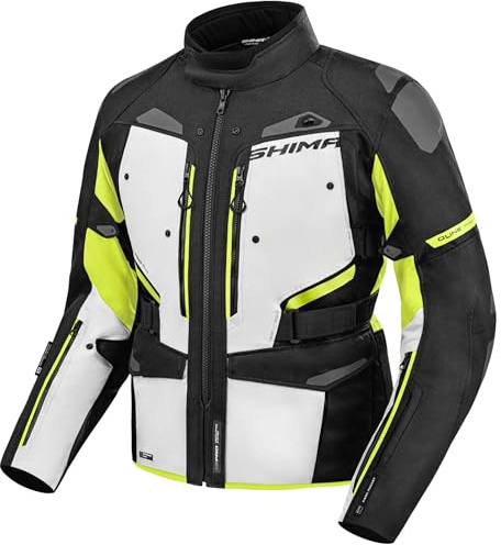 SHIMA Dune Chaqueta Moto Hombre GFLEXX Protector Espalda Hombro Codo Cazadora Motociclista Chaquetas Protecciones Impermeable Moto Armadura Cazadoras Motoero Invierno (Chaqueta Masculinos, Fluo, L)