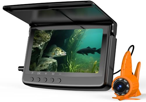 Eyoyo Underwater Fishing Camera 5-Inch: 720P DVR Recording, 8 IR Night Lights, 10000mAh Battery, 66 FT Cable Portable Fish Finder for Ice, Boat, Lake Fishing Outdoor Gear