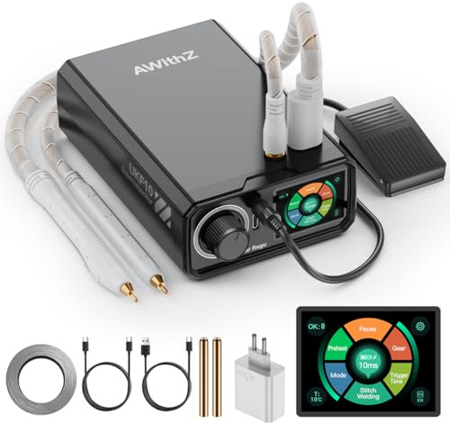 Soldadora de puntos para baterías, AWithZ 10,2kW, dispositivo de soldadura por puntos con condensador Farad UKF10, control de botón giratorio, 99 marchas, control de pedal, soporta soldadura, chapas