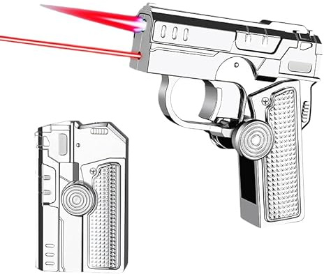 Multi-Functional Foldable Windproof Lighter, 2 In 1 Refillable Butane Gas Lighter, Multi-Purpose Windproof Jet Red Flame Lighters, Suitable For Barbecue, Candles, Outdoor Camping (Silver)