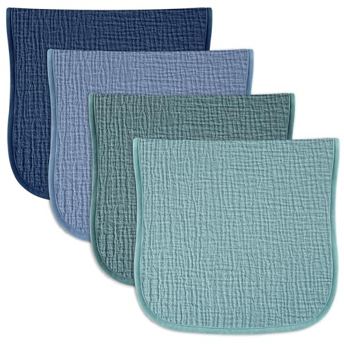 Baby spottdukar av muslin 50 x 25 cm, ultramjuka och absorberande, återanvändbara moltonhanddukar, baby för pojkar och flickor, oumbärliga för nyfödda att göra dregla och bonde (blå och grön)