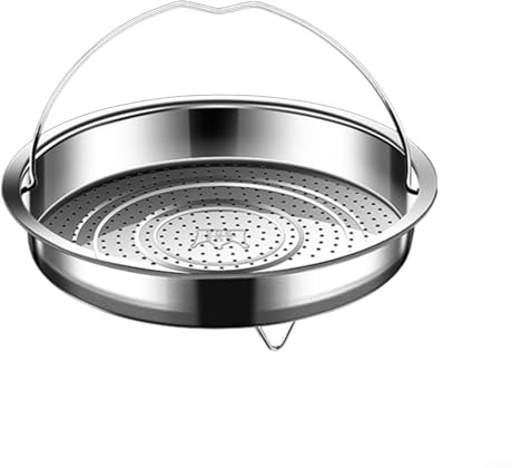 Cesta de vapor de acero inoxidable con asa, rejilla de cocción al vapor y escurridor de vapor de cocina para una distribución uniforme del calor, inserto de vapor forrado de varios tamaños (M)