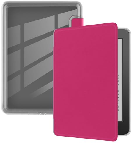 Custodia per Kindle da 6 pollici (8a generazione 2016), ultra trasparente, morbida e flessibile, in TPU trasparente, con funzione Sleep/Wake automatica per Kindle (modello n. SY69JL), lampone