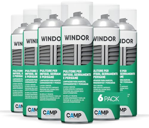 CAMP Windor Spray - Pulitore Ravvivante Protettivo, Pulisci Persiane, Finestre, Infissi e Serramenti in PVC - Ideale per Lucidare e Ravvivare le Superfici - Non Lascia Residui, Made in Italy, 6x500 ml