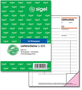 SIGEL LI625 Lieferscheine mit Empfangsschein, A6, 2x50 Blatt, 1 Stück