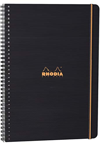 Rhodia 119930C Pro Book Notizbuch (mit Doppelspiralbindung, 5 Register, kariert, repositionierbar, DIN A4, 21 x 29,7 cm, 90 g, 80 Blatt) 1 Stück schwarz