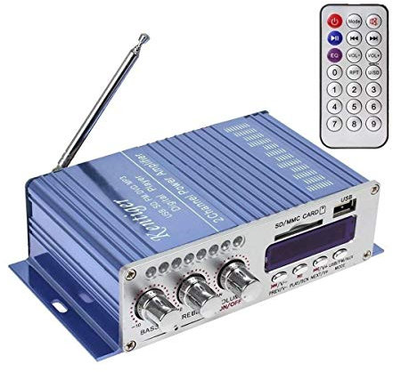 DollaTek 12V Hi-Fi Digital Stereo Audio Amplifier USB SD DVD FM Audio Stereo Radio MP3 Speaker Car Bluetooth Amplifier HiFi Mini 2 Channel Digital Display Power Player for iPod/Car/Boat/Motorcycle