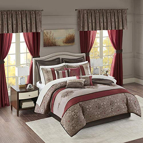 Madison Park Essentials King Comforter Set, 24 Piece Room in a Bag Red