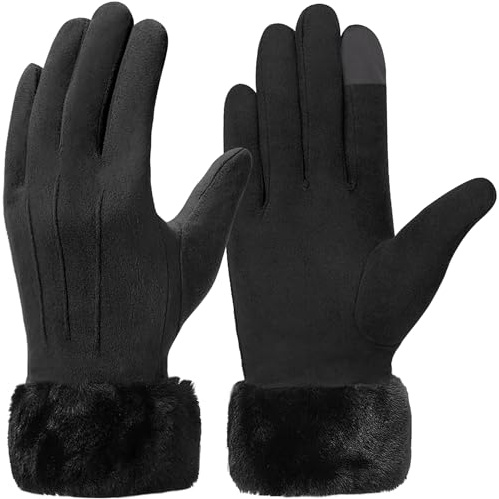 Vagasi Gants d'hiver thermiques pour femme Doublure En Polaire Fine - Pour écran tactile Texting - Gants d'hiver chauds et coupe-vent - Pour cadeau, ski, cyclisme, Taille unique