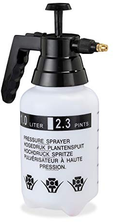 Relaxdays 10 x Pumpsprühflasche, einstellbare Messingdüse, Pflanzen Bewässerung Schädlingsbekämpfung, 1l Sprüher zum Pumpen, Black