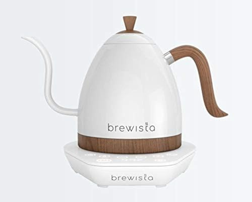 Brewista Artisan Pearl Weiß und weißer Sockel | Wasserkocher | Schwanenhalsauslauf | Temperaturregelung | Slow Coffee Barista | 1,0 L