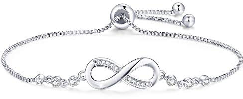 Cosie Lily Infinity Armband Damen Geburtsstein 925er Sterlingsilber Unendlichkeitszeichen Doppelherz Armband Damen Schmuck 925er Silber GeburtstagsGeschenk für Frauen Freundin Mutter
