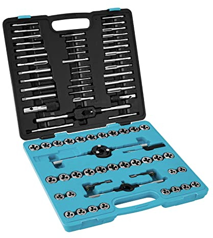 DURATECH 76-Piece Tap and Die Set, Metric and Standard, Rethreading Tool Kit for Cutting External and Internal Threads, Organized in Storage Case