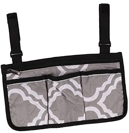 Bolsa Lateral para Silla de Ruedas con Tiras Reflectantes, Bolsa de Almacenamiento Colgante Lateral para Silla de Ruedas, Bolsa para Reposabrazos de Varios Bolsillos, Accesorios para(patr¨®n gris)