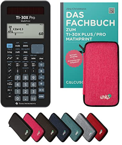 TI-30X Pro MathPrint Incl. Funda Protectora Rosa y Libro especializado (132 páginas, DIN A5) – Calculadora científica – Smart Set (Alemán)