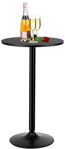 GiantexUK Round Bar Table, Modern Pub Table with Non-slip Plastic Ring, 60CM Top Breakfast Tables for Living Room Dining Room Kitchen Pub Counter (1, Black, 60 x 60 x 101cm) | Modern Pub Table with Non-slip Plastic Ring, 60CM Top Breakfast Tables for Living Room Dining Room Kitchen Pub Counter