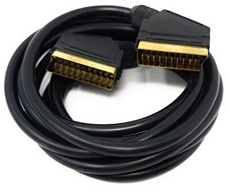 DRUT 3m Scart to Scart Cable Lead, 21 Pin Male to Male (Plug to Plug) RGB Cord for TV, VCR, DVD Player Gold Plated 10ft