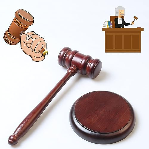 ZHYUAN Bloque de sonido,Martillo de subasta,Martillo de abogado,Mazo de subasta de madera,Martillo de subasta de madera,perfecto para jueces, abogados, tribunales de subasta, empresas, estudiantes.