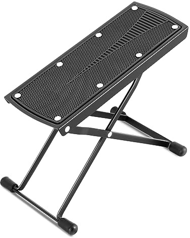 EASTROCK Guitar Foot Stool, Adjustable, Folding, Metal Leg Rest for Classical Guitar Players, with 6-Level Height Adjustment | Folding Metal Guitar Leg Rest Classical Guitar Foot Rest for Guitarist, with 6-Level Height Adjustment