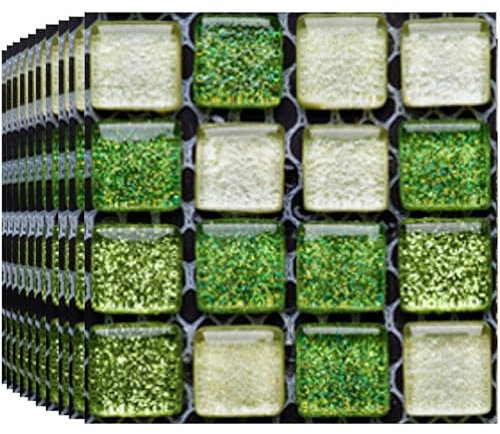 BoloShine Mosaic Tile Stickers 30pcs, Waterproof Self-Adhesive PVC Vinyl Tiles Peel and Stick on Wall Tiles Transfers Decor for Kitchen Bathroom Fireplace Surround Walls Living Room(10x10cm) (Green)