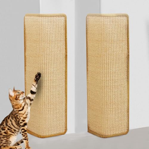 Editbar 2 Stück Kratzmatte Katze, Kratzteppich Sisal, 50 x 25 cm Wand Katzenkratzbrett, Sisal Fußmatte Teppich Vorleger für Sofa Möbel Tür Kratzschutz, Katze Kratzschutzfür die Wandmontage geeignet