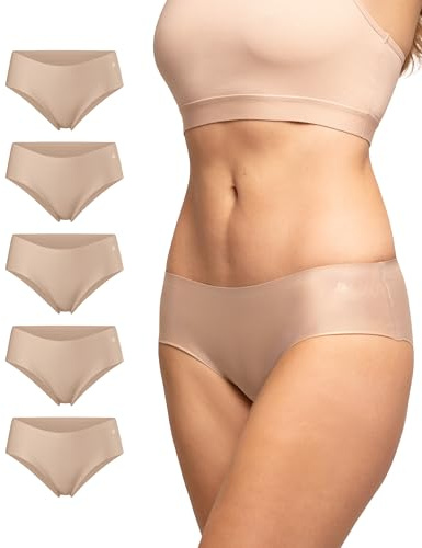 DANISH ENDURANCE Osynlig Hipstertrosa för Damer, Sporttrosa, Beige 5-pack, XL