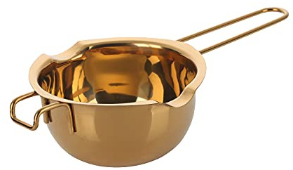 TUPMFG Pentola per fusione a bagnomaria, 400 ml, in acciaio inox 18/10, con 2 beccucci, ciotola di alta qualità per cioccolato e salse