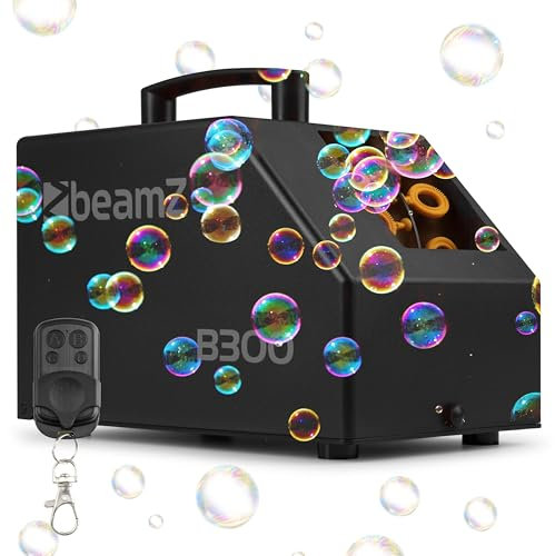 BeamZ B300 Seifenblasenmaschine mit Fernbedienung, 10.000 Bubbles pro Minute, 25 Watt, Bubble Machine mit Handgriff, Seifenblasen Hochzeit Machine, Effektmaschine Luftblasenmaschine, Schwarz