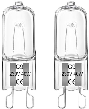 G9 40W Halogen Backofenlampe 300 Grad, Dimmbar 230V, Warmweiß 2700K 520LM, G9 Backofen Halogenlampe für Backofen, Mikrowellenherde, Tischlampen, 2 Stück