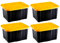 AC - Pack de 4 Cajas de almacenaje apilable con Tapa, plástico, cajón Multiusos, ordenación, Herramientas, hogar, Fabricada en España (Amarillo y Negro - 17 litros - 39,5 x 31,5 x 22 cm)